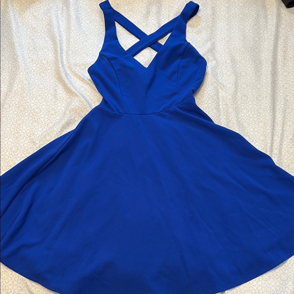 Lulu's Blue Halter Fit and Flare Cocktail Dress